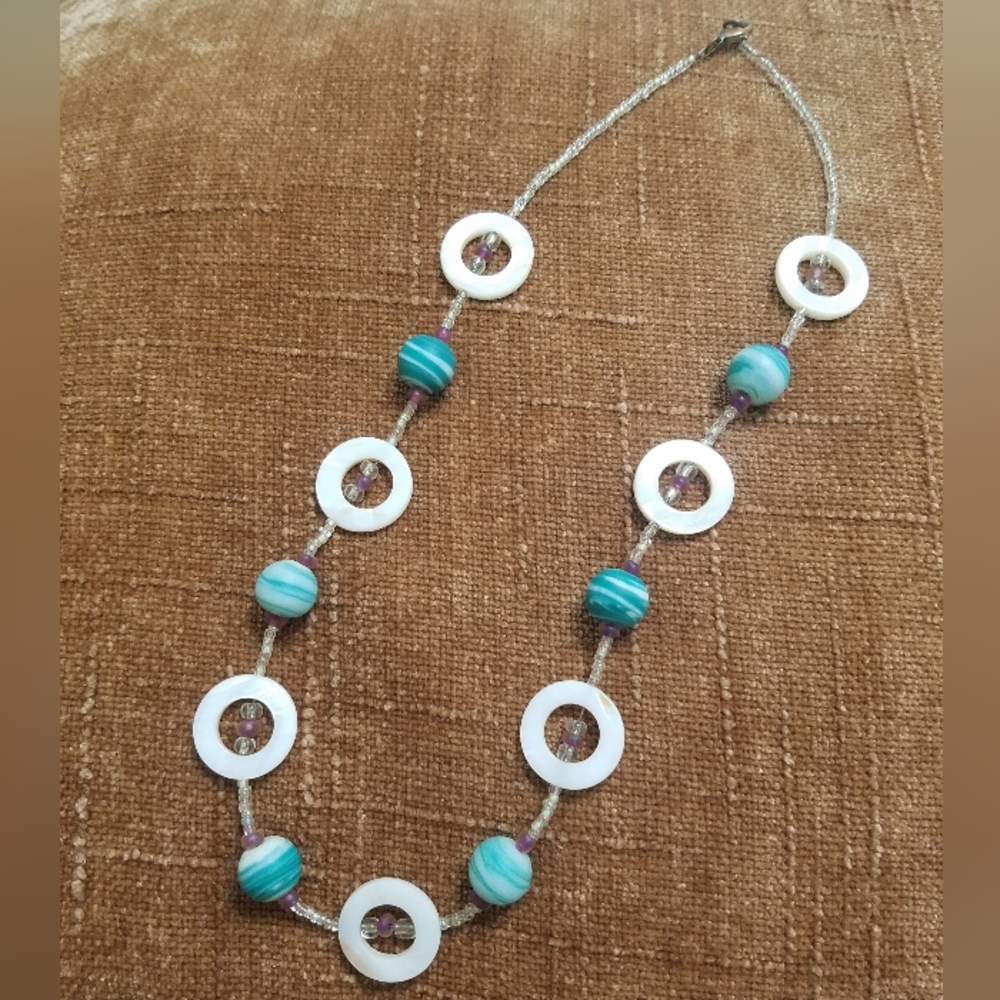Unique Handmade Shell Geometric Necklace